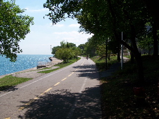 view of Lake Michigan as you go by McCormick Place